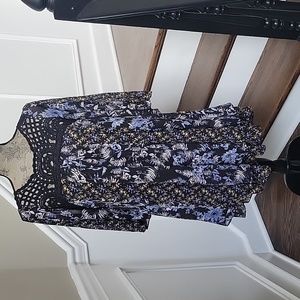 Free People Crochet Tunic Dress XS Curved Ruffle Hem Lined